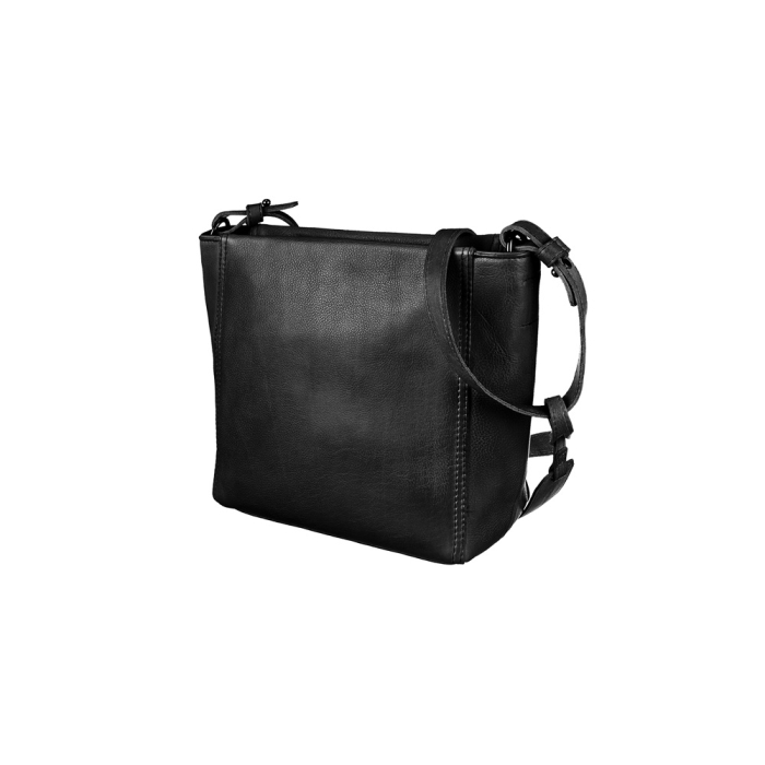 Cassie Black Handtasche aus Rindsleder mit Reißverschluss und Schulterriemen